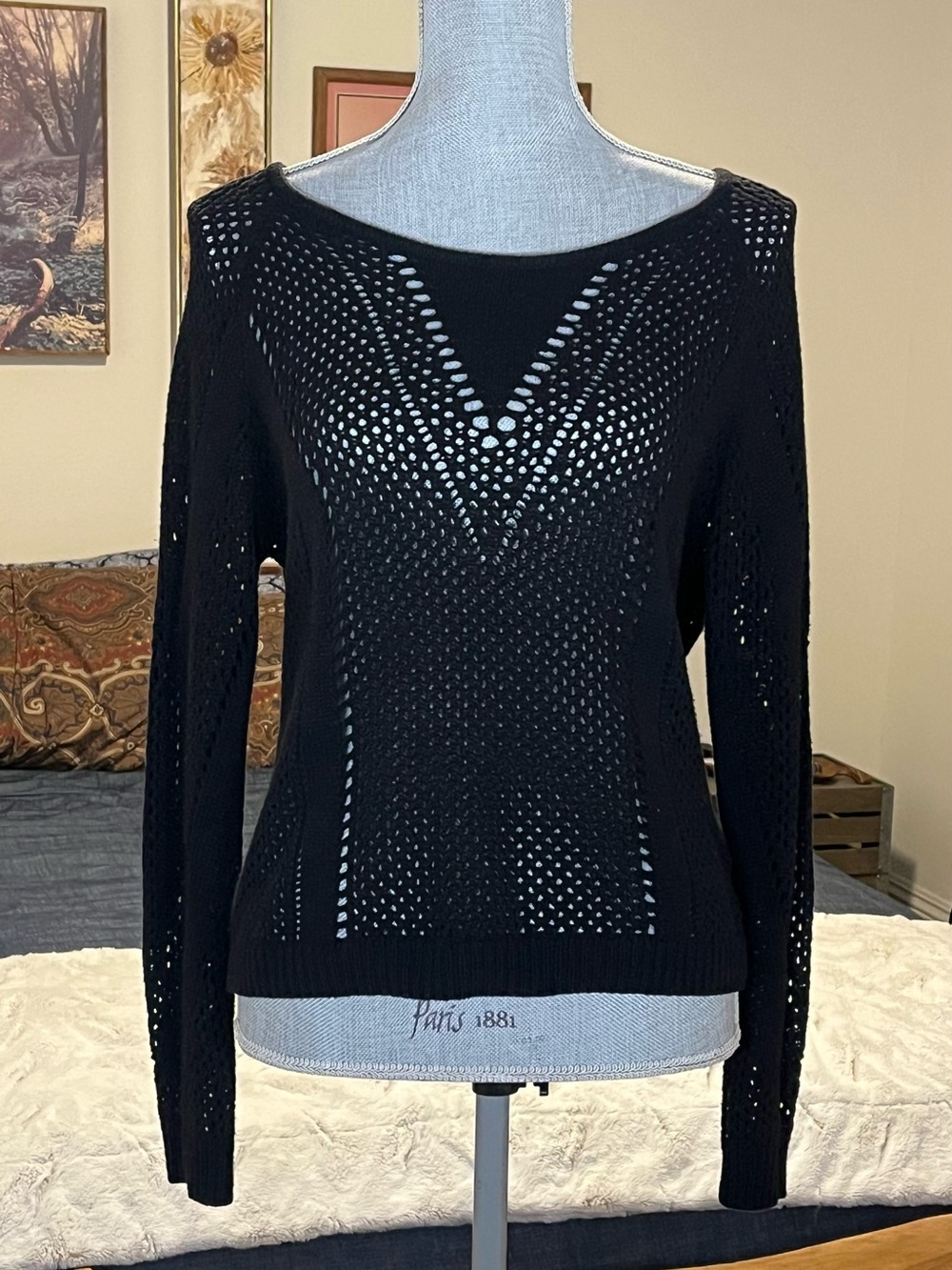 Urban Outfitters Pins & Needles Open Knit Mesh Cotton Blend Ballet Boat Neckline